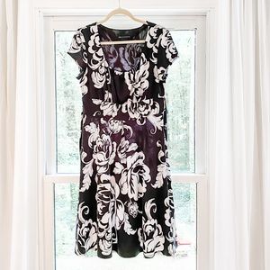 Black and White Floral Midi Dress Size 12